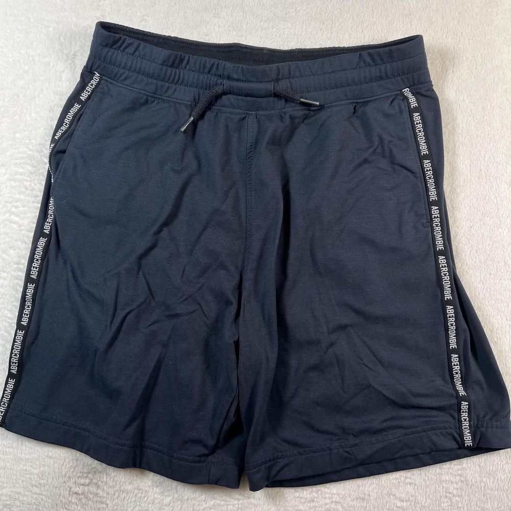 Abercrombie Kids Shorts Boys 15-16 Blue 7 In Inseam Knit Logo Tape Athletic